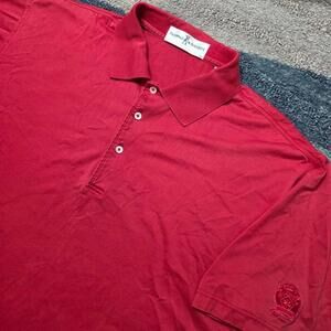 Fairway & Greene Polo Shirt L Red Cotton Valencia Gold Club Embroidered Crest